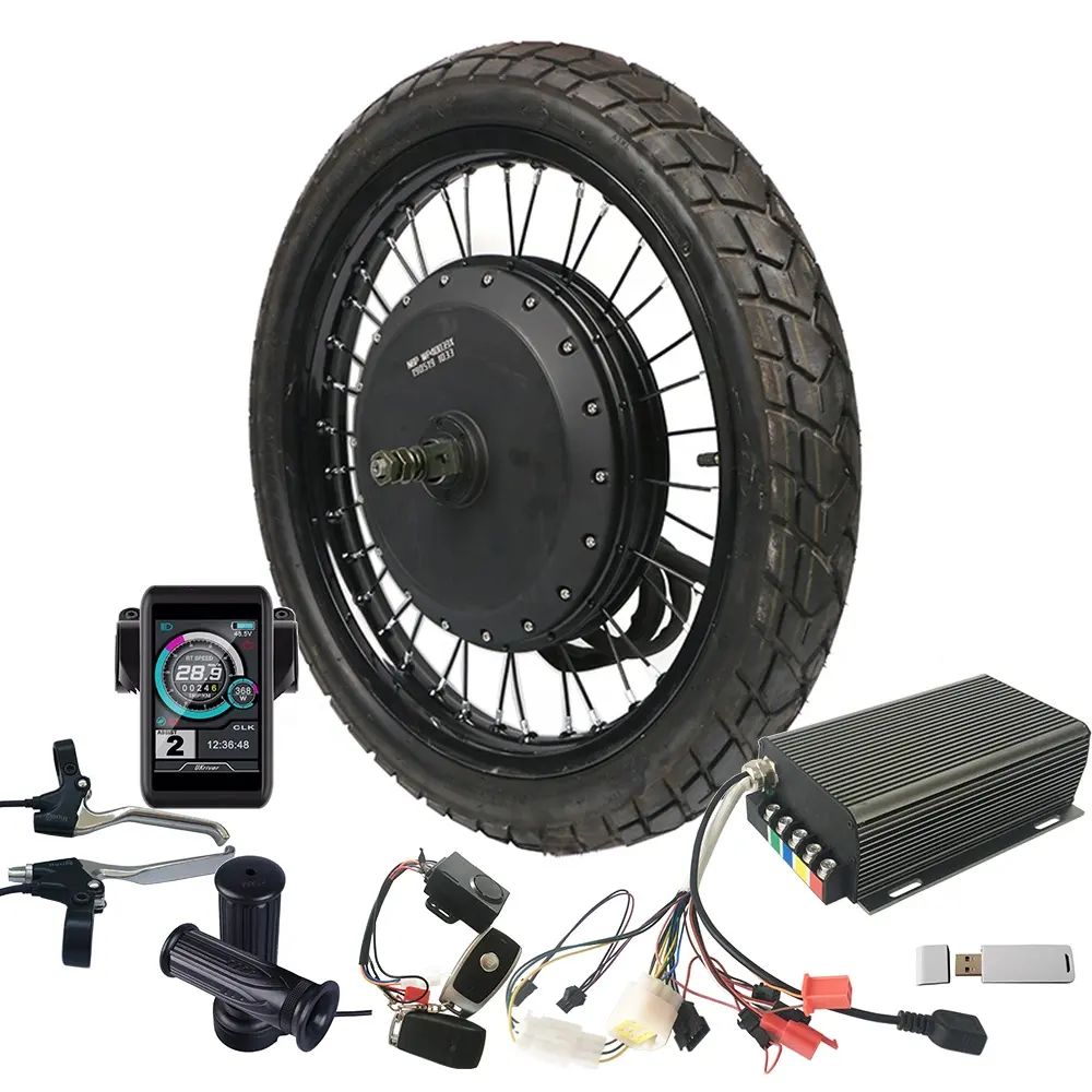 Kit moyeu moteur roue avant électrique 8000w (QS273), système de Conversion pour moto électrique avec batterie