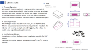 Mini yama titreşim anahtarı QM-3210 5V 20A sensörü aşağı sallayarak hassasiyet bahar anahtarı - Product Image 6