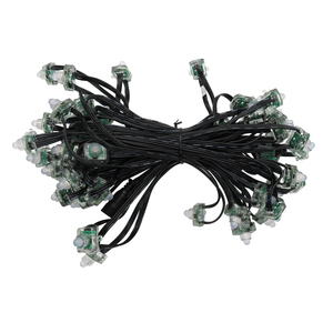 E-top DC12V 100 огни на строку 5 см расстояние WS2811 квадратный узел 18awg Черный Водонепроницаемый умный RGB полноцветный пиксель светодиодная строка