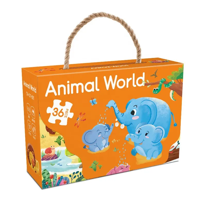 2014新しい子供の段ボール36個のパズル印刷動物の形パズルゲームのおもちゃセット男の子と女の子