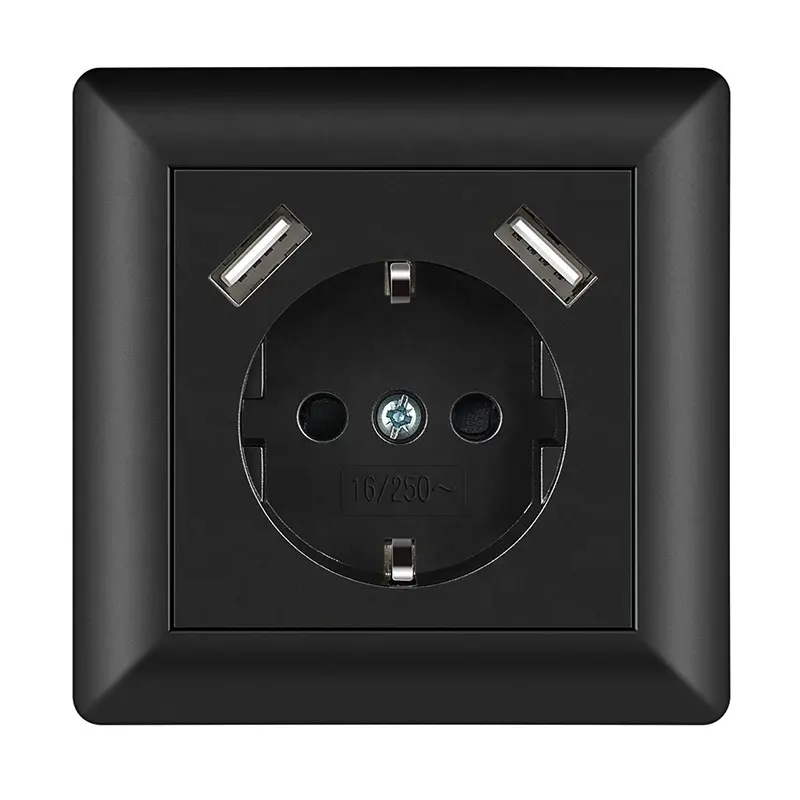 TUV Aprovado Preço de Fábrica 16A 240V 2USBA 3.4A Contato De Proteção Flush-Mounted Padrão Alemão UE USB Wall Sockets