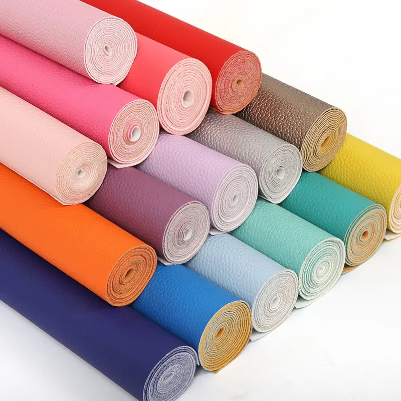 Rollos de tela de cuero sintético para llaveros, funda para teléfono de 30CM x 136CM, lichi, Color sólido