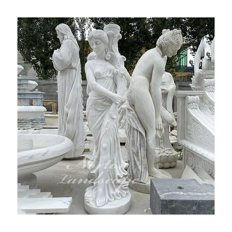 Moderna Giardino di Pietra Prodotto Scultura di Pietra Bianco Femminile Statue di Marmo Bella Ragazza Scultura Prezzi