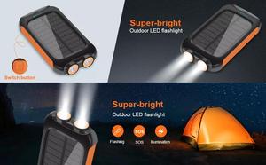 Nuova banca di energia solare da 20000mah di vendita calda IP65 elettronica impermeabile da viaggio banca di energia solare per dispositivi multipli di telefoni cellulari