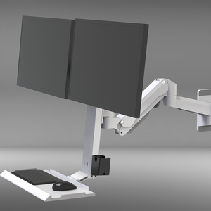Meisonic-Estación DE TRABAJO DE ORDENADOR de aplicación industrial, soporte de monitor dual montado en la pared, doble pantalla, teclado, 2 pantallas - Product Image 6