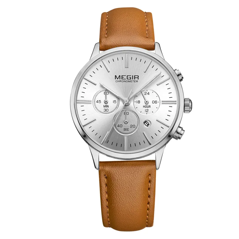 Montre Femme люксовые часы от бренда Megir 2011 оригинальные брендовые модные кожаные женские часы-хронограф холщовая дешевая обувь для женщин, кварцевые часы