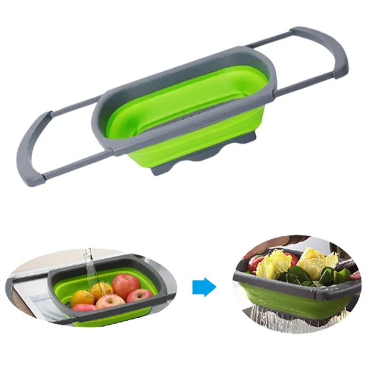 Collapsible Adjustable Fine Folding Silicone Kitchen Plastic Mesh Strainer