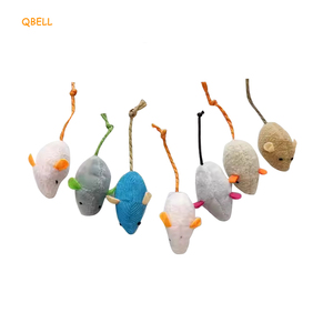 Qbellpet Fabricantes Venda ao ar livre Gatinho Brinquedos Set non-toxic durável <span class=keywords><strong>Catnip</strong></span> Rabbit Fur Cat Mouse Toy para pet interativo