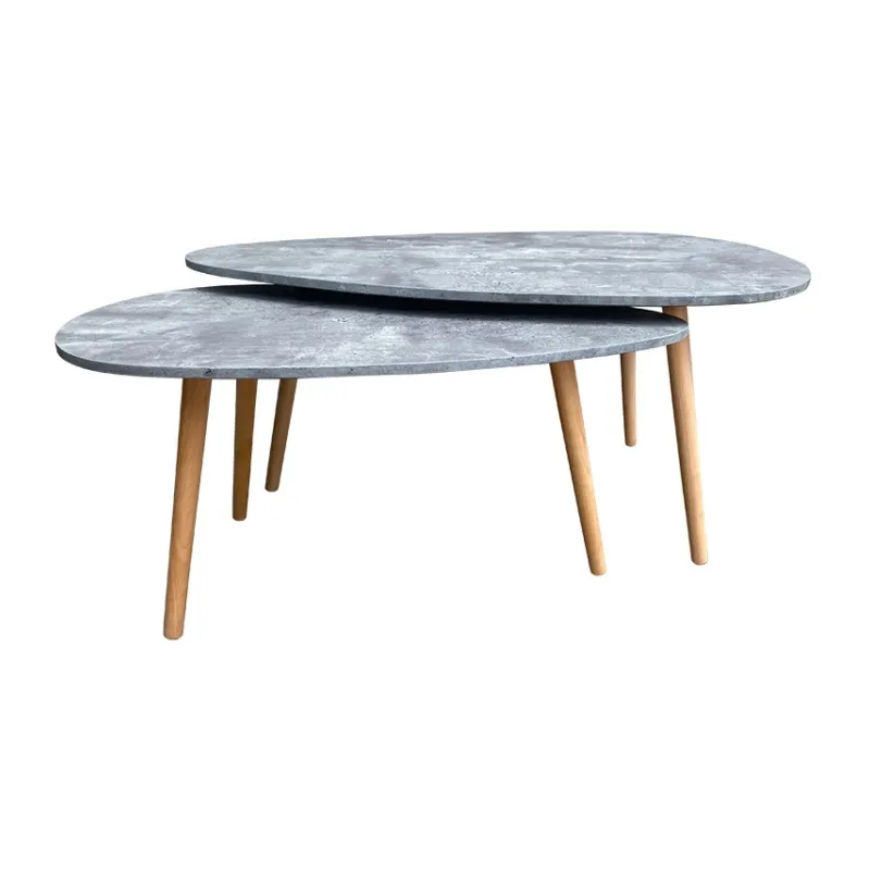 Gran oferta, muebles minimalistas para sala de estar, cubierta de mármol de forma irregular, mesa de centro con patas de madera superior de MDF