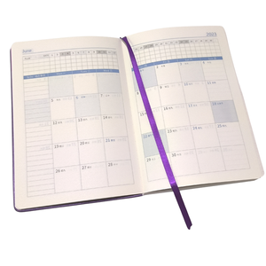Quaderni in pelle riprendiario in bianco a griglia di 2025 a forma di diario con Agenda manica viola - Product Image 6