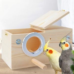Ahşap Parakeet Budgie atiatiel üreme yuvalama kuş Avery kafes kutusu - Product Image 1