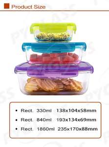 Pyglass High Fresh-Keeping Box Refrigerador Almacenamiento PP Tapa Borde convexo Rectangular Sellado Contenedor de alimentos para verduras Frutas - Product Image 2