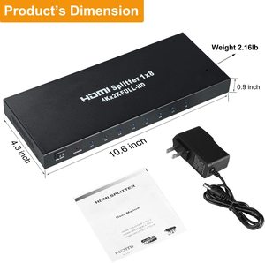 4K <strong>HDMI</strong> Splitter 8port <strong>1</strong> in 8 Out Audio Video <strong>Distributor</strong> Amplifier with Charger Support Full HD 3D - Product Image 6