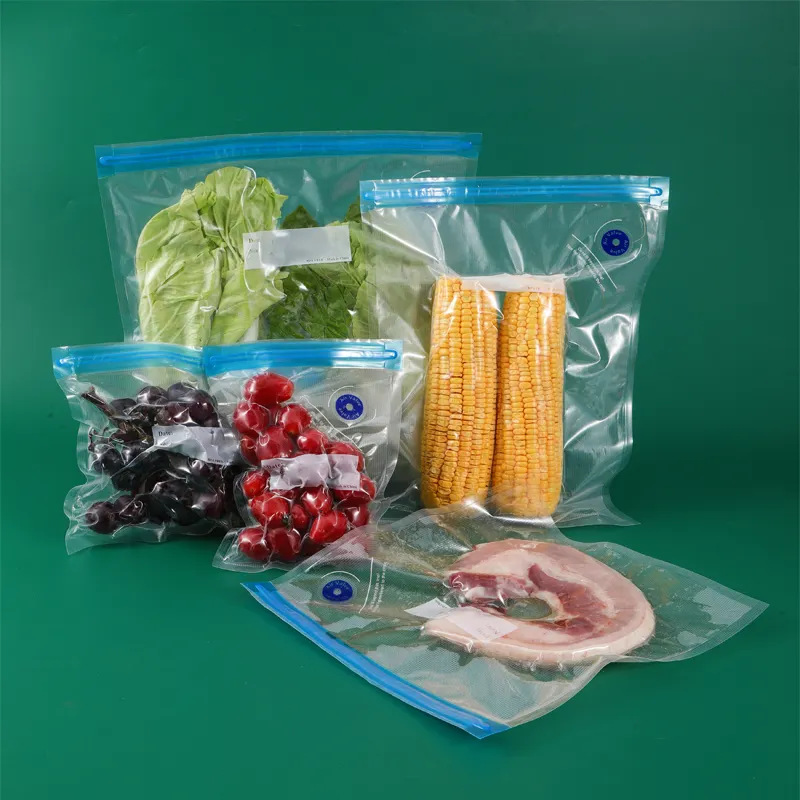 أكياس طعام بلاستيكية شفافة مخصصة مكونة من مادة BPA أكياس تخزين مكونة من مادة النايلون أكياس مفرغة مزودة بمضخة يدوية