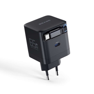 65W GAN Cargador PD de carga rápida 2 puertos 5V/3A Salida 9V/2A Entrada 3a/1.5a/2a/5a Corrientes de Salida 20W 60Hz para uso en computadora portátil Logo - Product Image 3