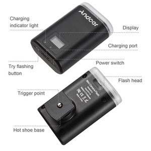 Andoer S12ユニバーサルミニカメラフラッシュGN12オンカメラフラッシュライト5600K Speedlite 8レベル調整可能明るさカメラフラッシュ - Product Image 2