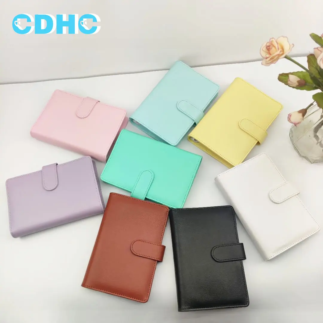 Binder Bujet A5 Grosir A6 PU Kulit Notebook Kantor Buku Harian Penggunaan Warna-warni 6 Cincin Notebook A6 Binder Bujet