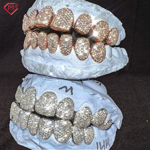 Top 8 Bottom 8 Grillz per denti Hip Hop gioielli Set Perm taglio oro rosa placcato personalizzato Grillz - Product Image 1