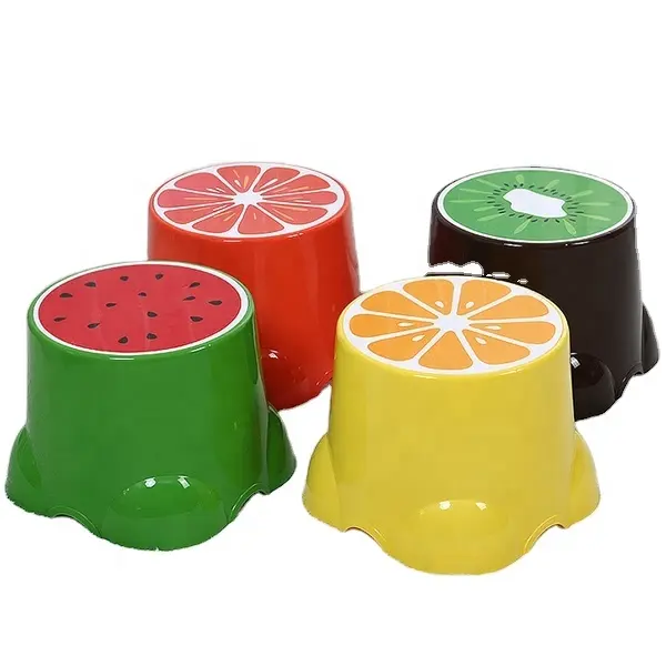 Tabouret marche en plastique pour enfants, Design de fruits coloré, 12 pièces, petit tabouret en plastique pour enfants