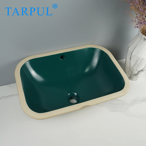 TARPUL陶瓷艺术彩盆绿色哑光矩形浴室洗手盆安装梳妆台水槽 - Product Image 1