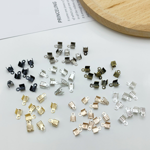 1000pcs/Lot Ribbon Leather <strong>End</strong> Crimp Cove <strong>Clasps</strong> Cord <strong>End</strong> <strong>Caps</strong> String Clip Foldover for Jewelry Making DIY Necklace Connectors - Product Image 2