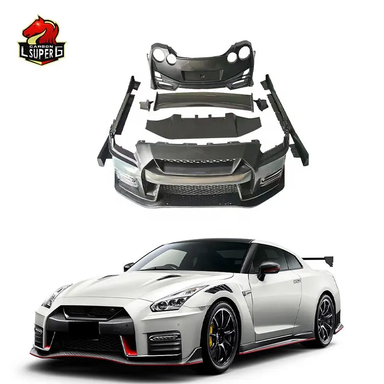 GTR35 GTR NISMO Estilo PP plástico De Fibra De Carbono do Amortecedor Dianteiro Lip Difusor Traseiro Bodykit GTR35 Facelift Para Nissan GTR 2008-2016