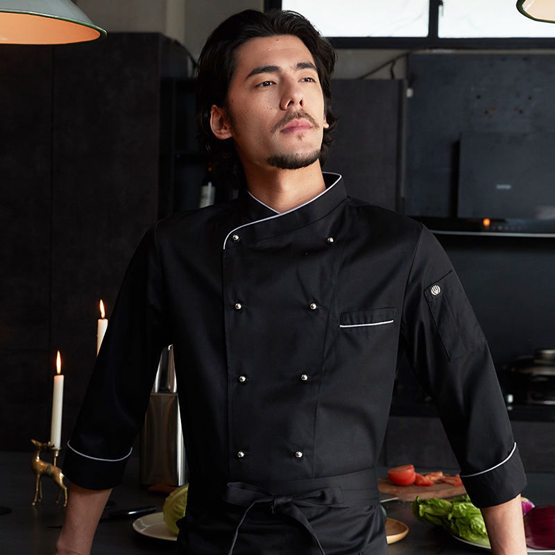 Black gray-rimmed long-sleeve top