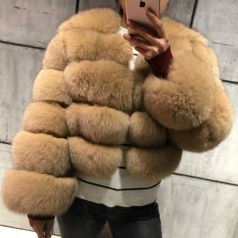 Ying2023 artı boyutu rahat moda kırpma hırka kabarık güz sıcak kadınlar için Trendy Faux kış kürk bayanlar kısa ceket ceket