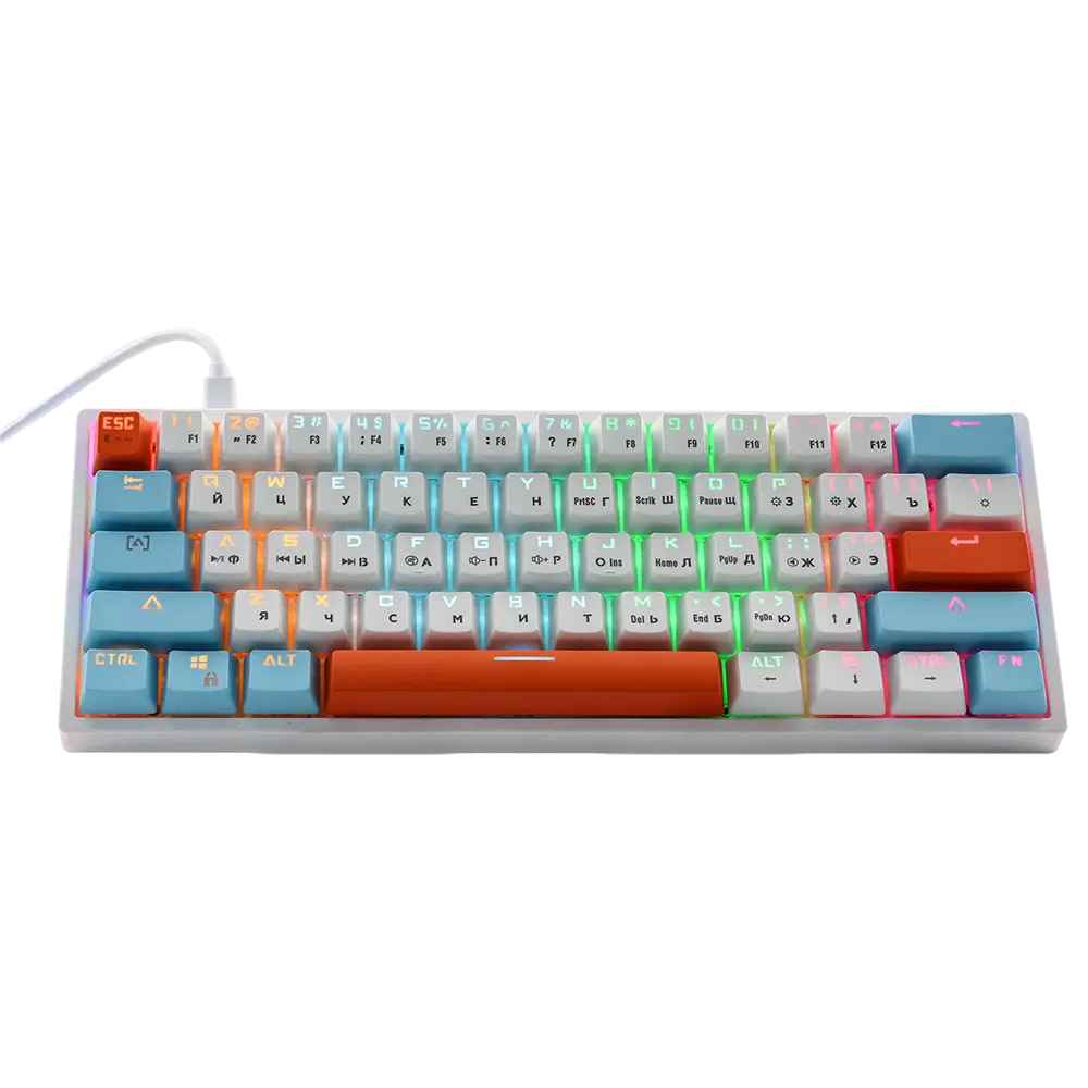 CE ROHS Keyboard mekanik 61 tombol Gaming, Keyboard mekanik ergonomis RGB bisa ditukar panas untuk gamer