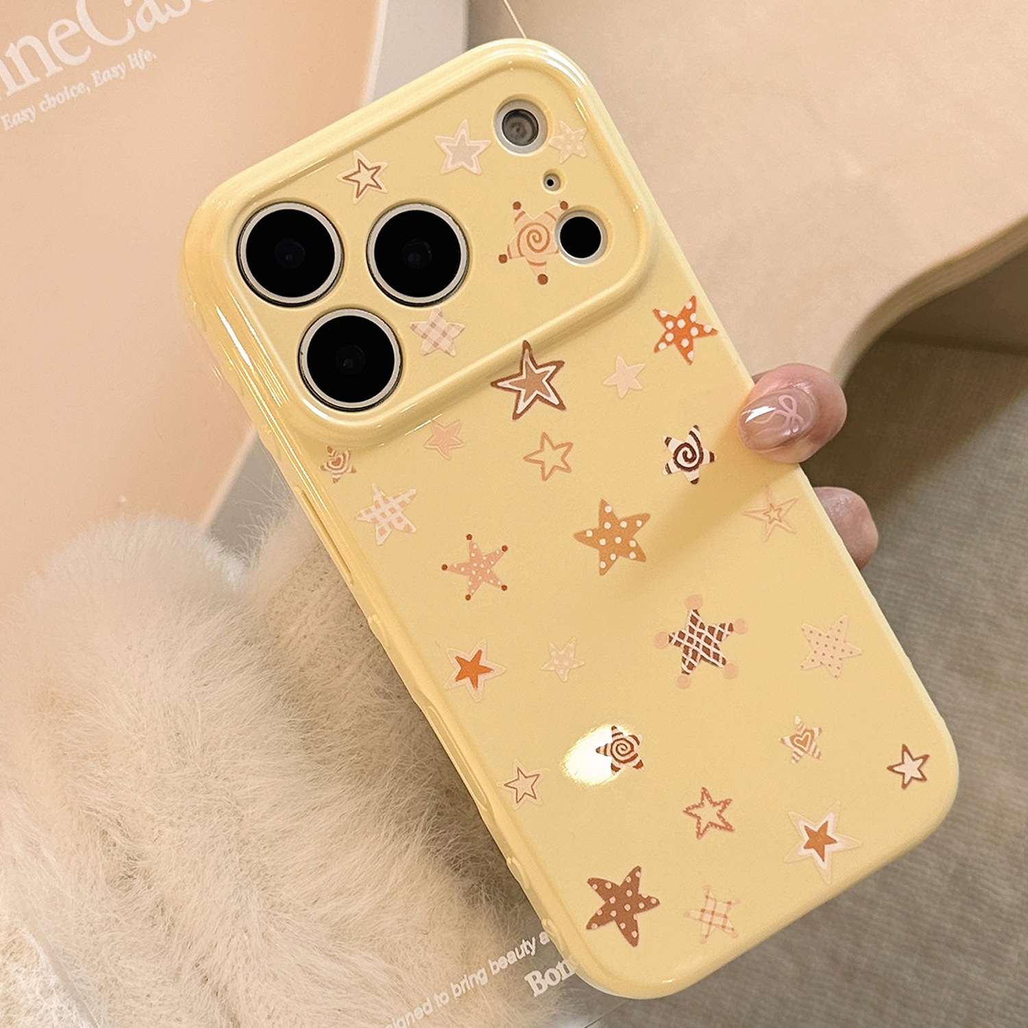 Lemon Yellow Orange Coffee Textured Star