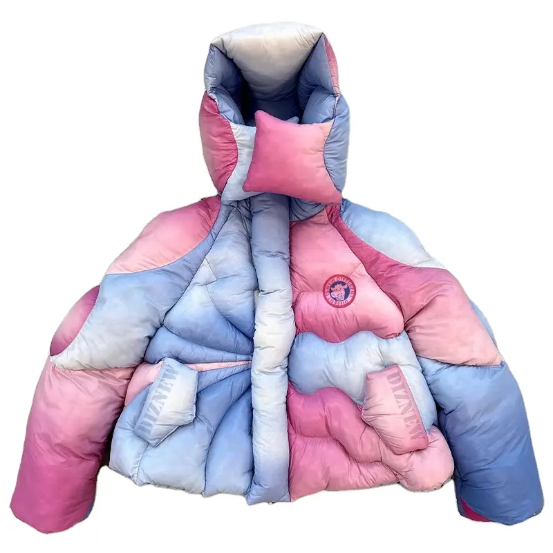 DIZNEW Ropa de hombre Venta al por mayor 2024 Invierno nueva chaqueta con capucha Puffer más tamaño patchwork diseñador marca chaqueta