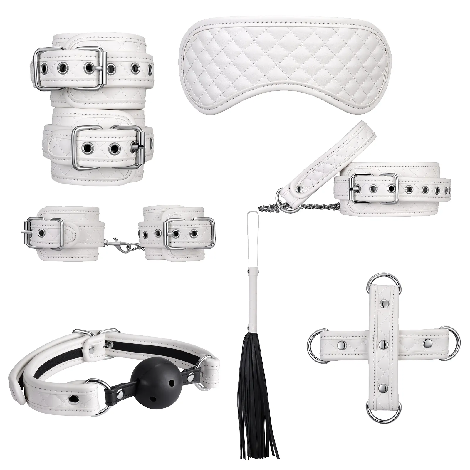 BDSM Bondage Restricción Set Sexo Esposas Látigo Anal Beads Anal Plug Bullet Butt Plug Vibrador S & M Fetiche Juguete Sexual para Mujer Adulto