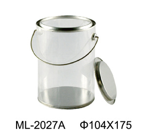 Lata transparente con base de plástico PET y mango de metal Cubo de almacenamiento de dulces vacío con impresión personalizada - Product Image 4