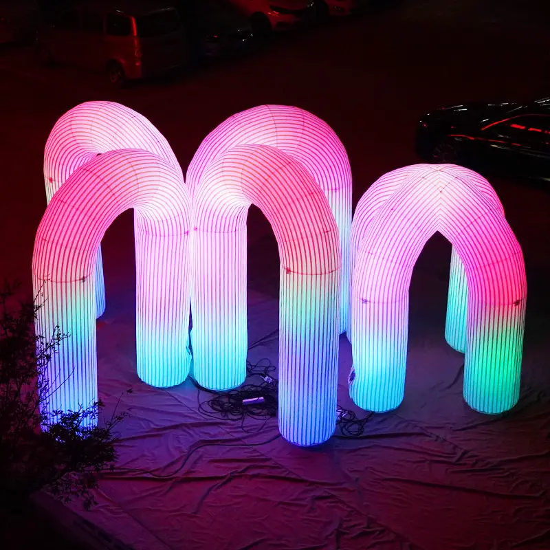 Bon prix décoration de fête de mariage en plein air gonflables pour arcades gonflables publicité arches lumineuses LED RVB gonflables