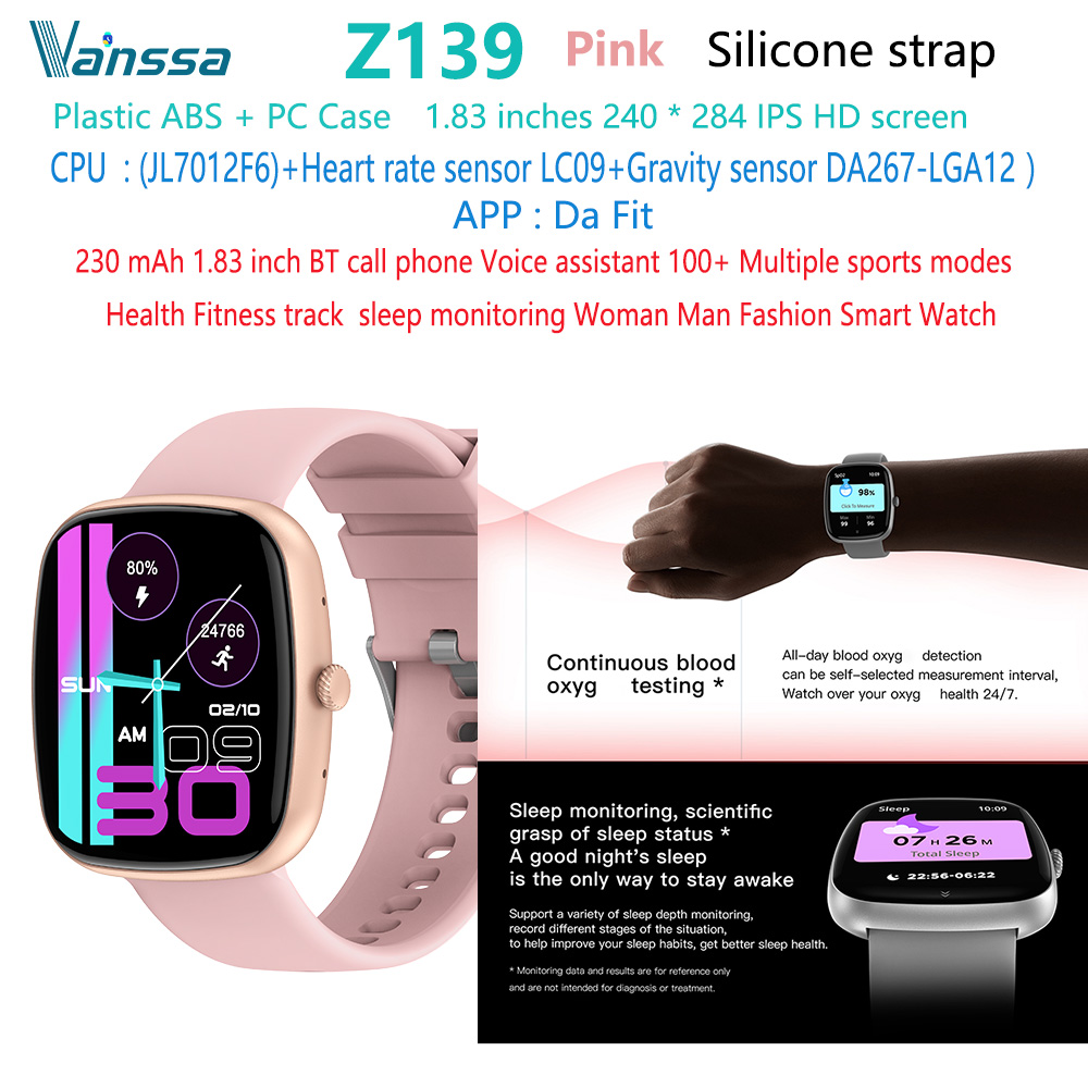 Rosa Z139-BT-llamada-teléfono-deporte-fitness-reloj-inteligente