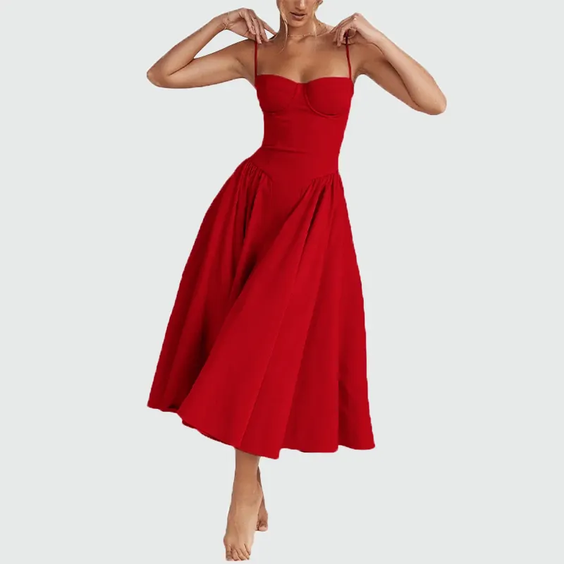 Vestido sin espalda ajustado elegante personalizado para mujer, vestidos con tirantes a la moda para mujer, vestidos de fiesta de noche de verano para mujer, Vestidos