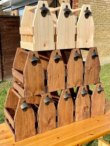 Nhà Máy Bán Buôn Bia Thùng Chai Bằng Gỗ Hộp Chai Tàu Sân Bay Hình Chữ Nhật Giữ Chai Hộp Với Xử Lý Và 1 Mở Chai - Product Image 5