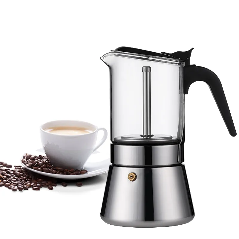 Toptan en çok satan soba üst Pot Pot cam su ısıtıcısı 403 paslanmaz çelik Espresso kahve makinesi Pot Pot
