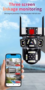 Wi-Fi a tre schermi per esterni telecamera CCTV umana tracciamento del movimento 4K casa di sicurezza PTZ allarme incorporato sorveglianza impermeabile - Product Image 2