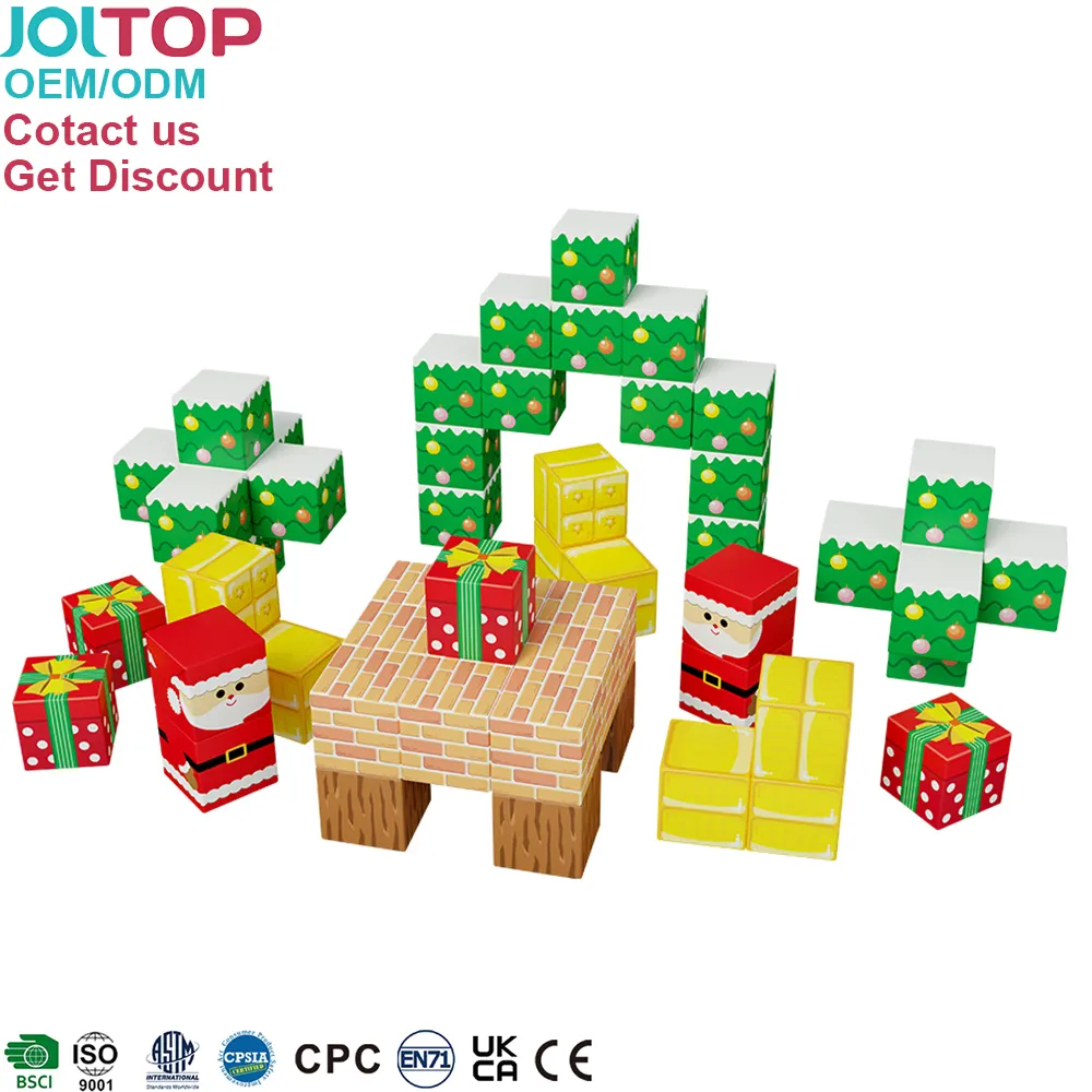 子供のための工場ODMOEM顧客教育玩具クリスマスパズルキューブビルディングブロックおもちゃセット