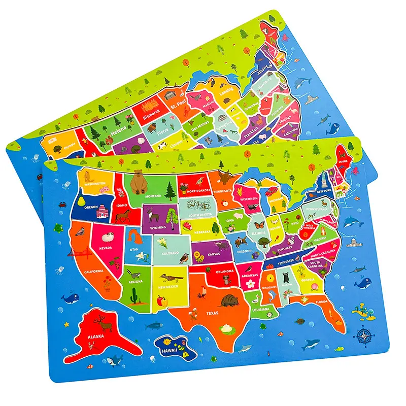 Çocuklar için eğitici oyuncaklar öğrenme dünya haritası çocuklar için abd kelime haritası yap-boz coğrafi bilişsel İngilizce haritası