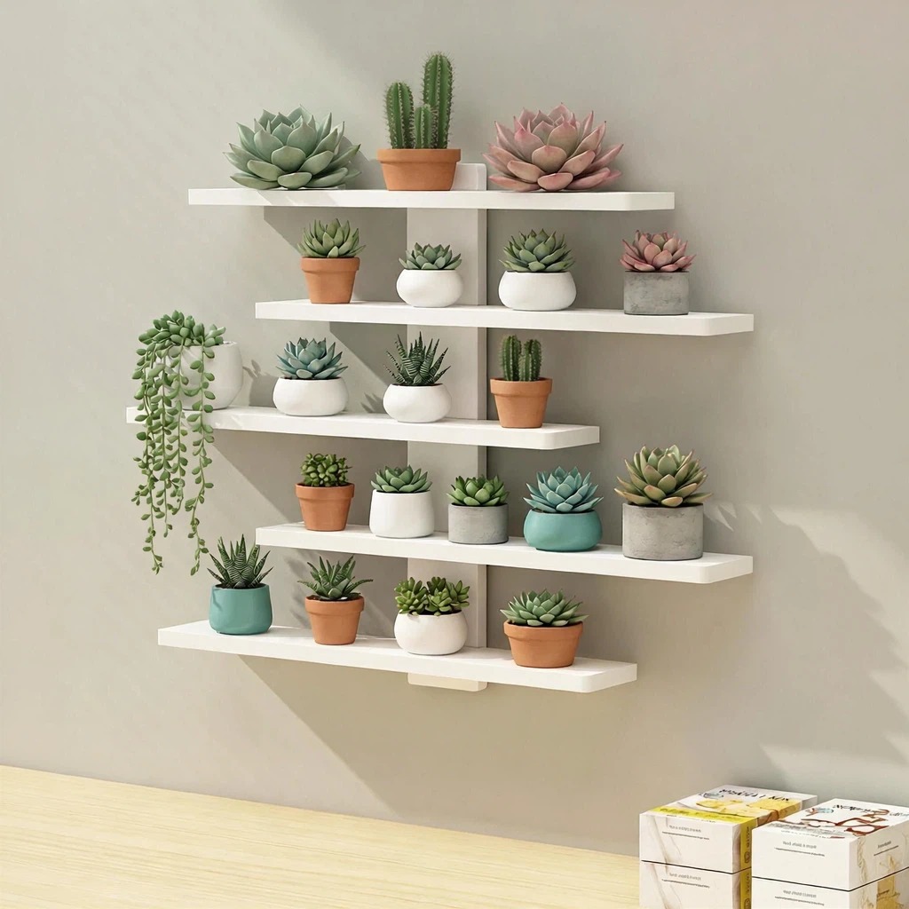 Simple five-tier wall-mounted storage rack (white)