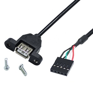 面板安装Usb 2.0 a母至2.54毫米5针母端子主板带螺丝孔的Usb接头连接器电缆 - Product Image 3