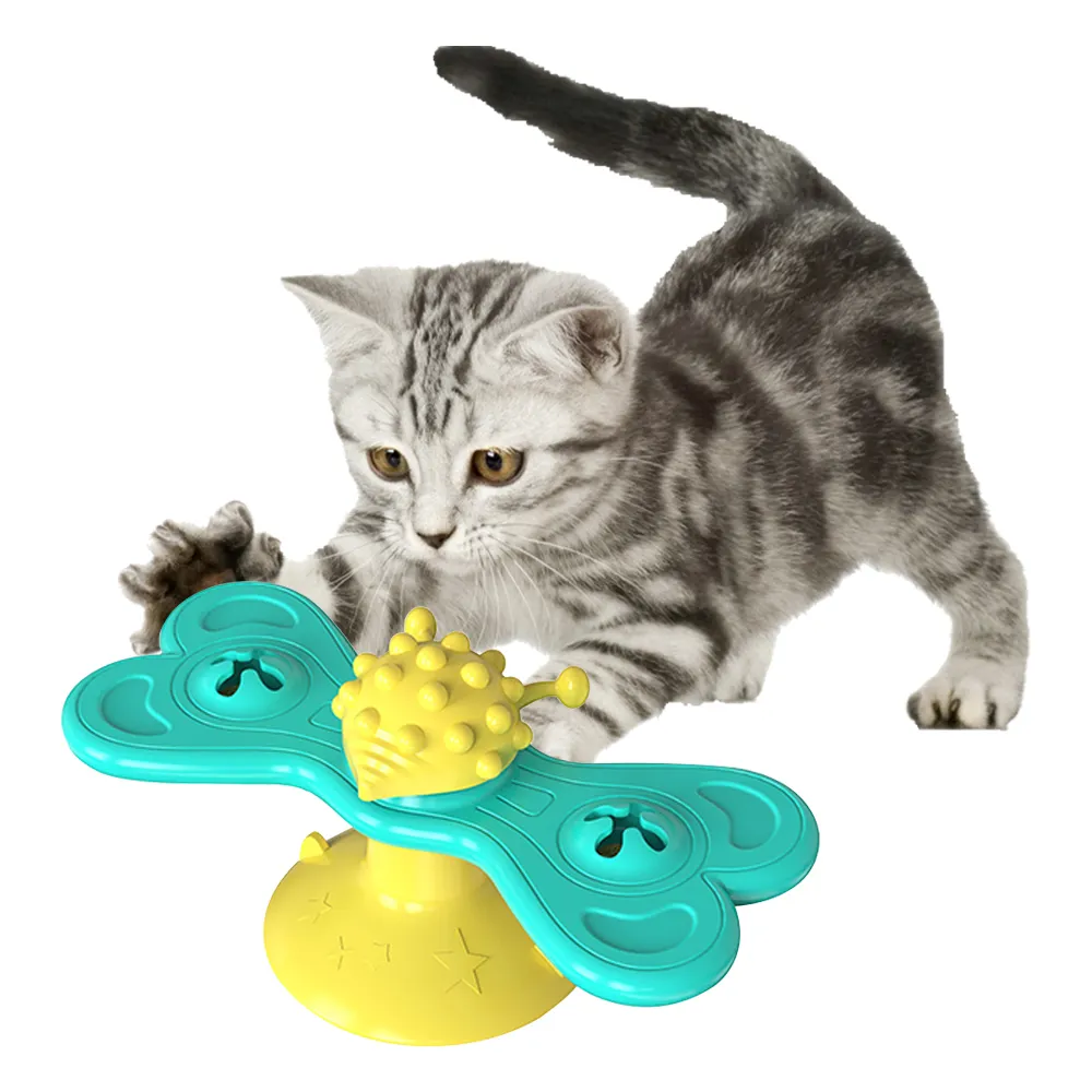 ZMaker Butterfly Spinning Windmill Cat Turntable Toy Funny Mopping Rotating Interactive Cat Toy