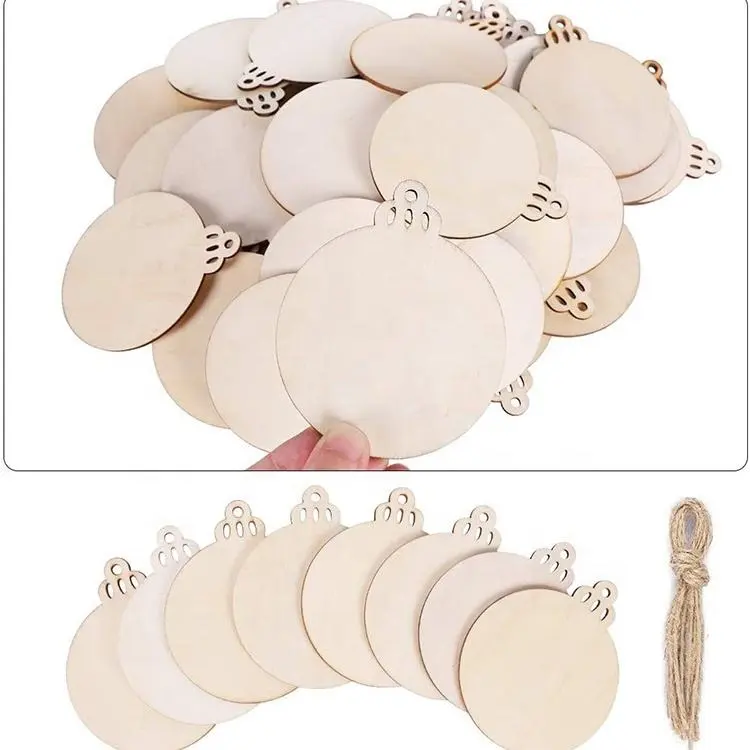 Creative hand painted unfinished wood discs ornaments wooden wall decor hanging sign christmas diy printing craft for kid