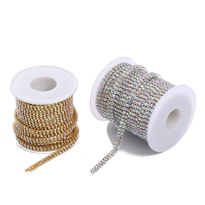 Wholesale Luxurious Rhinestone Cup Chain Roll Strips For High End Packaging And Clothing Embellishmten