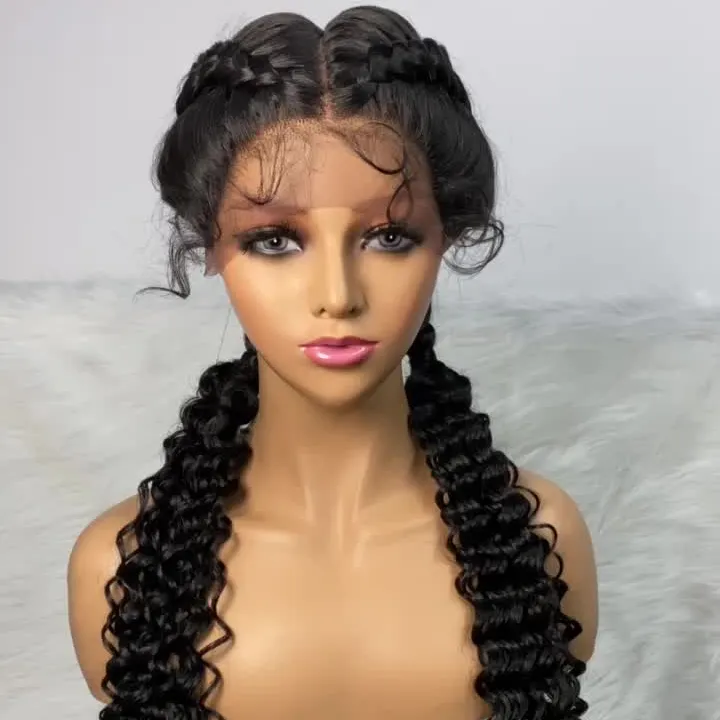 Jennifer Плетеные синтетические волосы на фронтальной сетке вьющиеся водяные волны для африканских женщин афро фронтальные косички скрученные боксерские парики