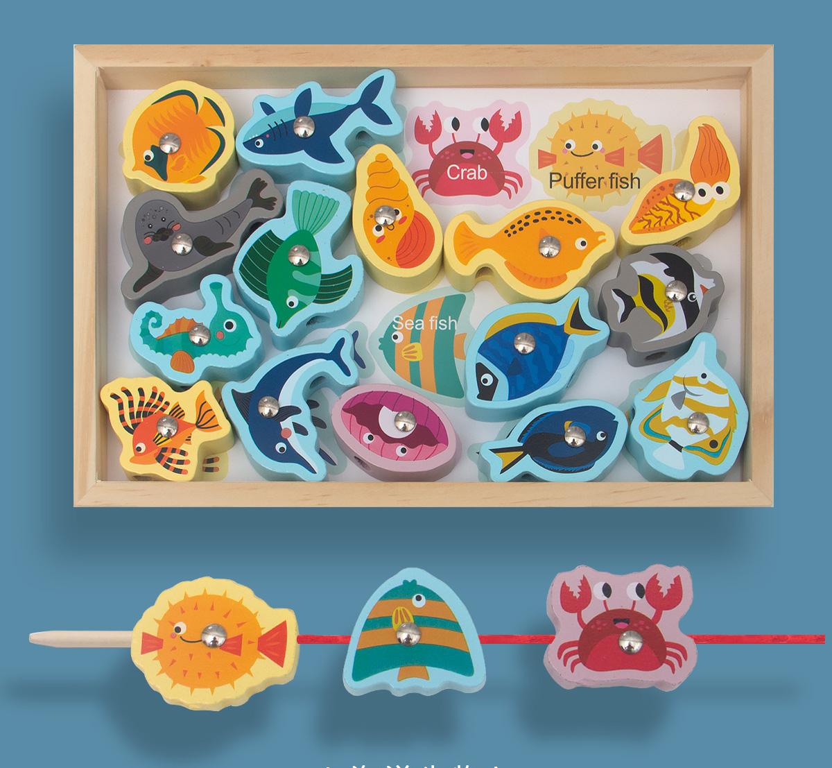 La vie marine Une boîte de jeu de perles de pêche