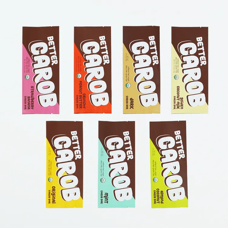 नमूना चॉकलेट बार बैग पैकेजिंग के साथ कस्टम मुद्रित हीट सीलिंग एल्यूमिनियम फ़ॉइल कुकी कैंडी बार रैपर चॉकलेट