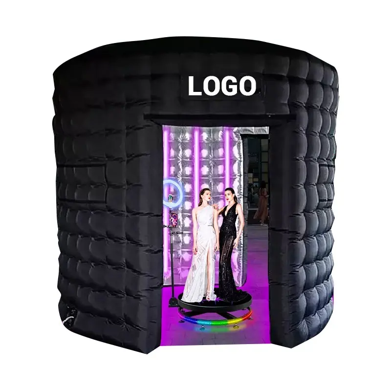 3 Türen Aufblasbares LED-Foto kabinen zelt 10x10 Kunden spezifisches Pop-up Tragbares Photo Booth-Zelt mit LED-Licht zum Verkauf